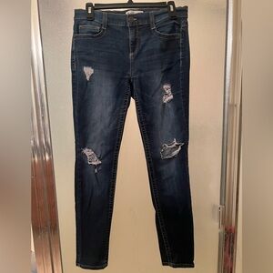 Mudd FLX Stretch Dark Blue Distressed Skinny Jeans